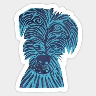 Dog,Scruffy Mutt, Blue Sticker